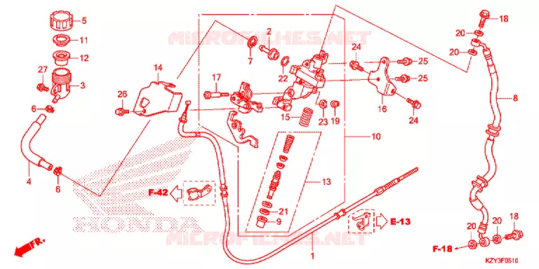 MAITRE-CYLINDRE DE FREIN Honda SCOOTER 150 PCX 2013  WW150C