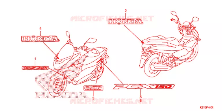 AUTOCOLLANTS Honda SCOOTER 150 PCX 2013  WW150D