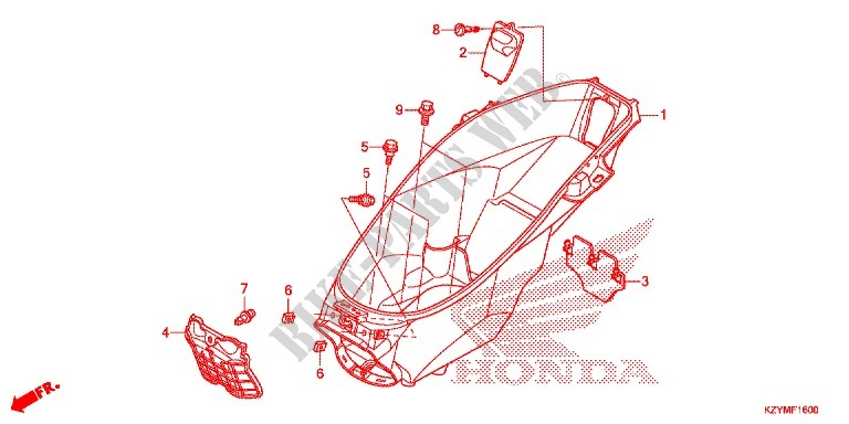 COFFRE pour Honda PCX 150 WHITE, RED SEAT de 2014
