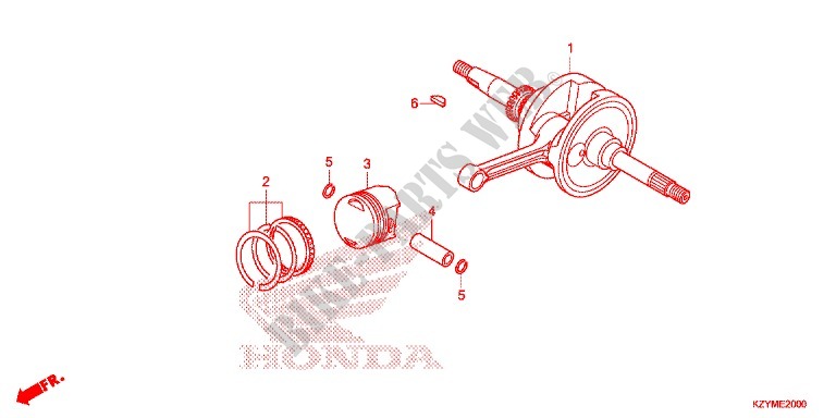 VILEBREQUIN   PISTON pour Honda PCX 150 WHITE, RED SEAT de 2013