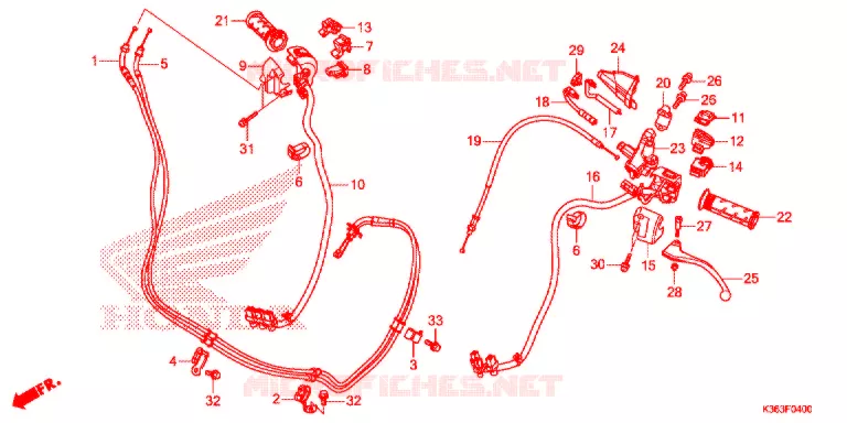 LEVIER DE GUIDON - CABLE - COMMODO Honda SCOOTER 150 PCX 2016  WW150F
