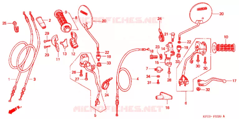 LEVIER DE GUIDON - CABLE - COMMODO Honda MOTO 250 XR 2003  XR250HS3