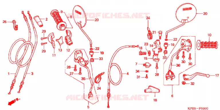 LEVIER DE GUIDON - CABLE - COMMODO Honda MOTO 250 XR 2006  XR250HS6