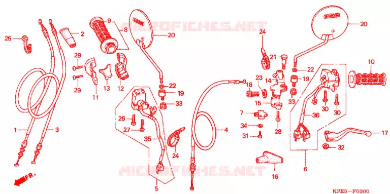 LEVIER DE GUIDON - CABLE - COMMODO Honda MOTO 250 XR 2007  XR250HS7