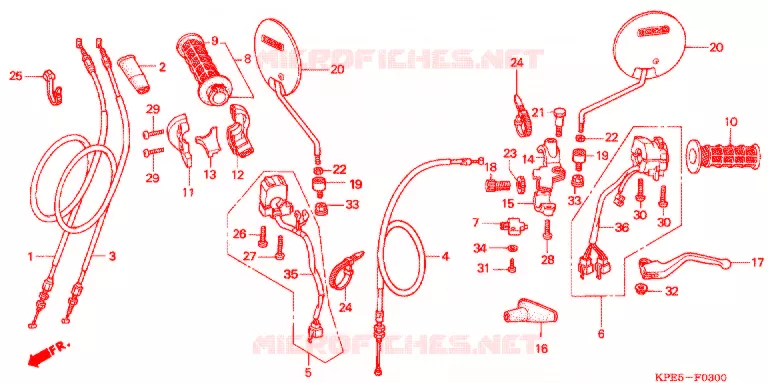 LEVIER DE GUIDON - CABLE - COMMODO Honda MOTO 250 XR 2007  XR250HS7