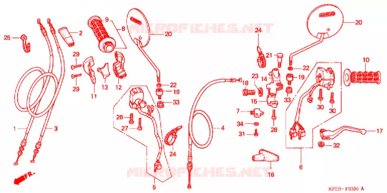 LEVIER DE GUIDON - CABLE - COMMODO Honda MOTO 250 XR 2002  XR250LS1