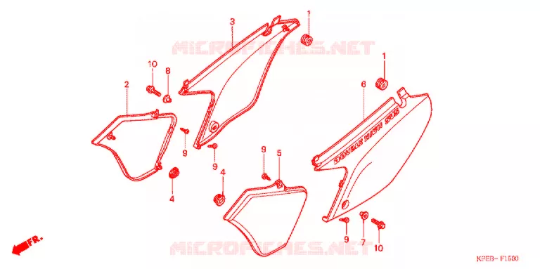 COUVERCLES LATERAUX Honda MOTO 250 XR 2003  XR250LS3