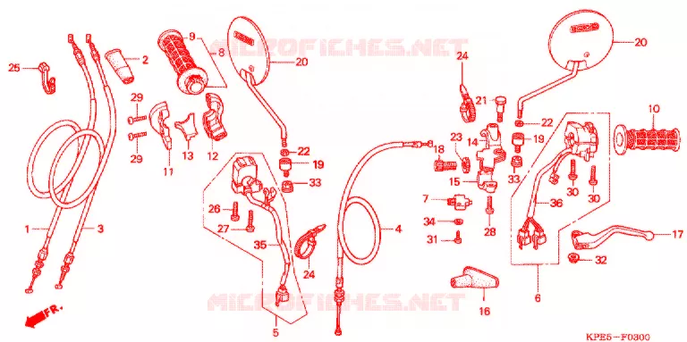LEVIER DE GUIDON - CABLE - COMMODO Honda MOTO 250 XR 2006  XR250LS6