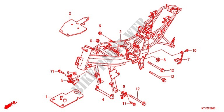 CADRE pour Honda CBR 125 TRICOLORE de 2012