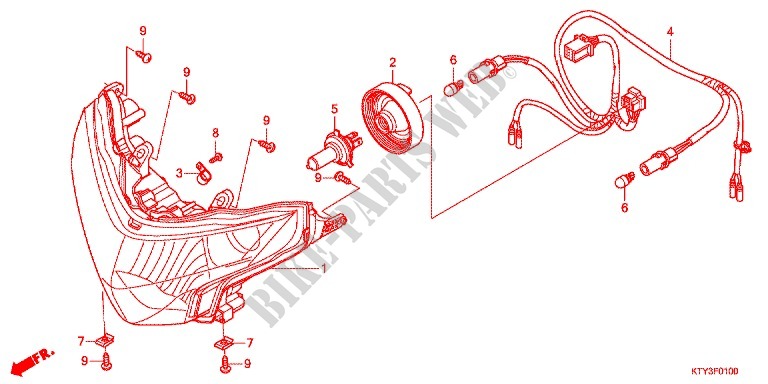 PHARE pour Honda CBR 125 TRICOLORE de 2012