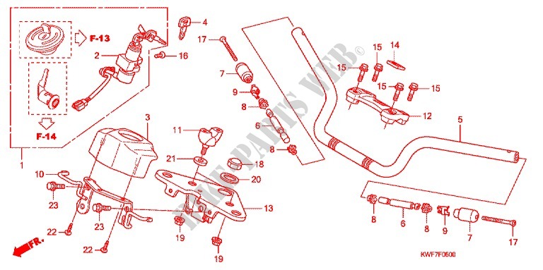GUIDON   TE DE FOURCHE pour Honda CBF125 de 2013