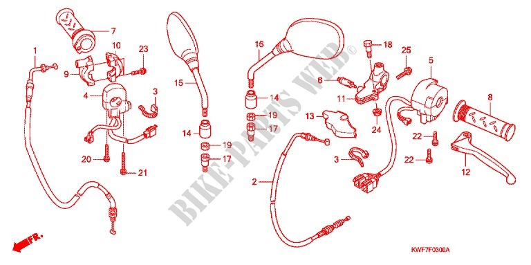 LEVIER DE GUIDON   CABLE   COMMODO pour Honda CBF125 de 2013