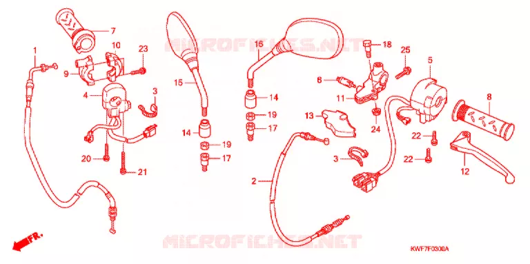 LEVIER DE GUIDON - CABLE - COMMODO Honda MOTO 125 CBF 2013  CBF125MD