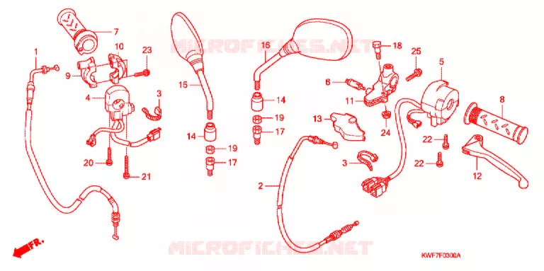 LEVIER DE GUIDON - CABLE - COMMODO Honda MOTO 125 CBF 2013  CBF125MD