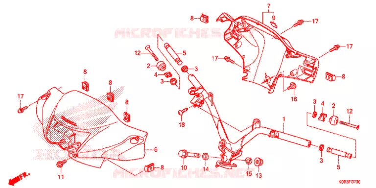 GUIDON - CARENAGE Honda MOTO 110 WAVE 2015  AFS1101SHE