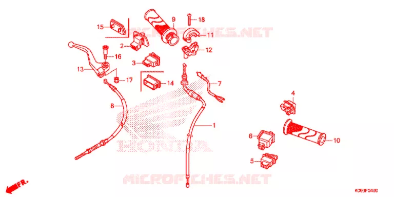 LEVIER DE GUIDON - CABLE - COMMODO Honda MOTO 110 WAVE 2014  AFS1101SHE