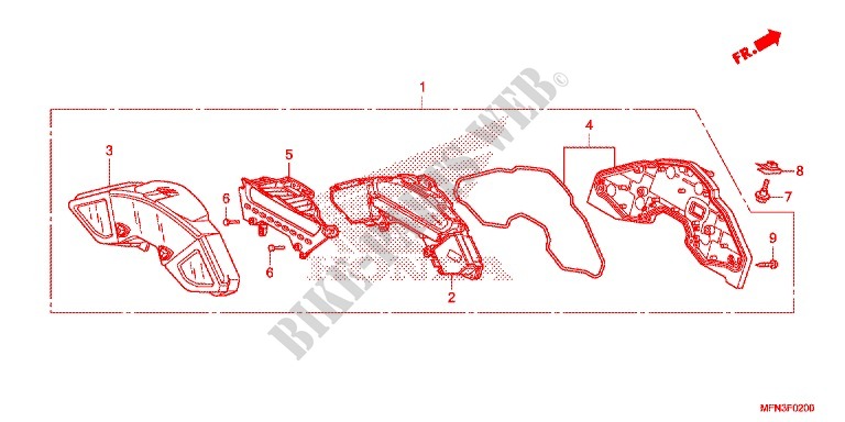COMPTEUR pour Honda CB 1000 R SIENNA RED de 2015