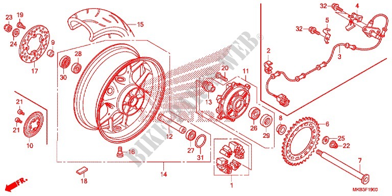 ROUE ARRIERE pour Honda CBR 1000 SP ABS REPSOL de 2015
