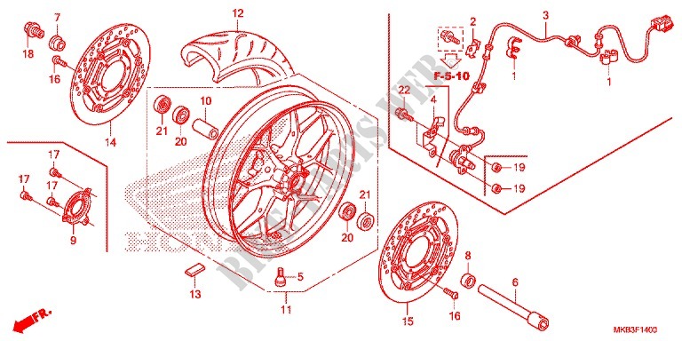 ROUE AVANT pour Honda CBR 1000 SP ABS REPSOL de 2015