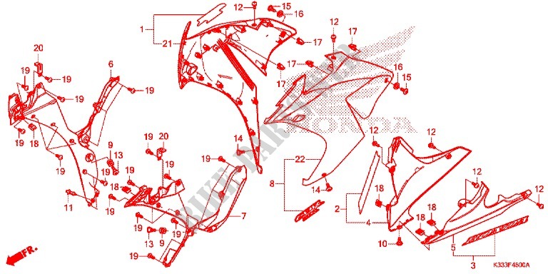 CARENAGES LATERAUX AVANT   SABOT pour Honda CBR 250 R de 2015