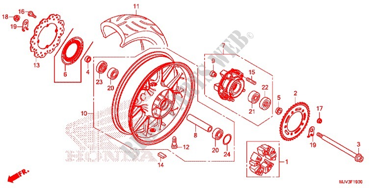 ROUE ARRIERE pour Honda CBR 500 R TRICOLOR de 2015