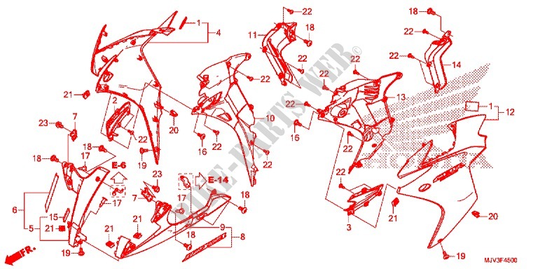 CARENAGES LATERAUX AVANT pour Honda CBR 500 R de 2015
