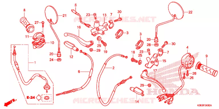 LEVIER DE GUIDON - CABLE - COMMODO Honda MOTO 110 CG 2016  CG110SHE