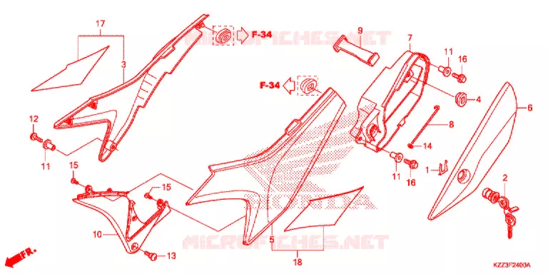 COUVERCLES LATERAUX Honda MOTO 250 CRF 2016  CRF250LF