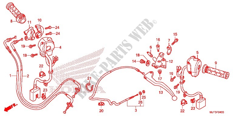LEVIER DE GUIDON   CABLE   COMMODO (CTX700A) pour Honda CTX 700 ABS de 2015
