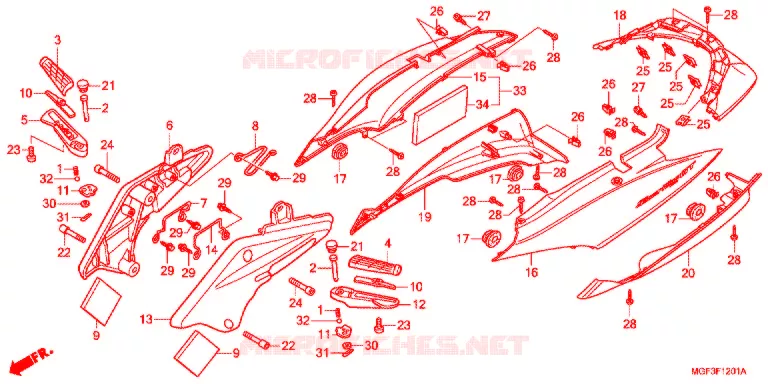 CARENAGE ARRIERE (FJS600A9-2KO/FJS600AB/DB) Honda SCOOTER 600 SILVERWING 2009  FJS600A9