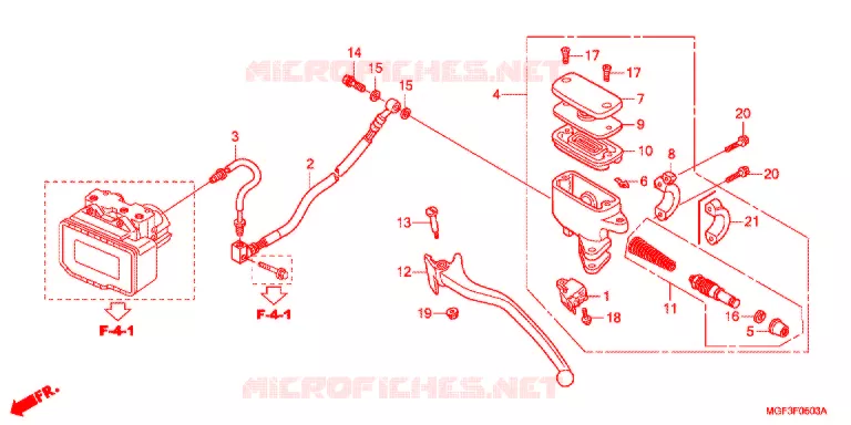 MAITRE CYLINDRE DE FREIN ARRIERE (FJS600A9-2KO/FJS600AB) Honda SCOOTER 600 SILVERWING 2009  FJS600A9