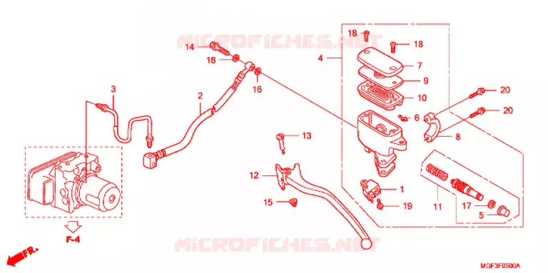 MAITRE CYLINDRE DE FREIN ARRIERE (FJS600A9-KO) Honda SCOOTER 600 SILVERWING 2009  FJS600A9