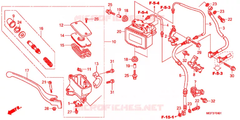 MAITRE CYLINDRE DE FREIN AVANT (FJS600A9-2KO/FJS600AB) Honda SCOOTER 600 SILVERWING 2009  FJS600A9