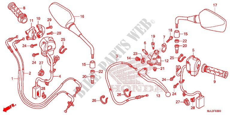 LEVIER DE GUIDON   CABLE   COMMODO (NC750X/XA) pour Honda NC 750 X ABS de 2015