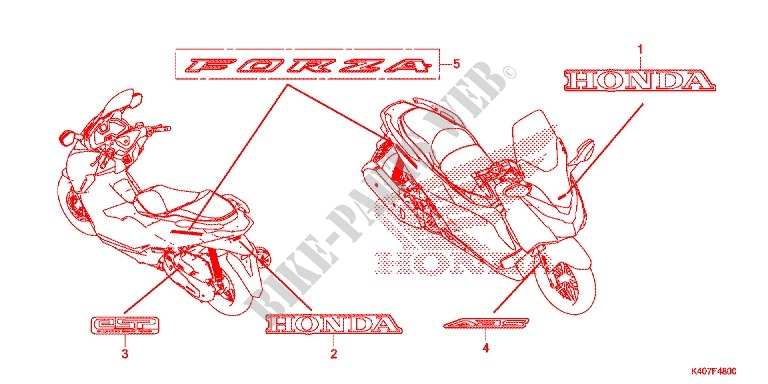 AUTOCOLLANTS pour Honda FORZA 125 ABS de 2015