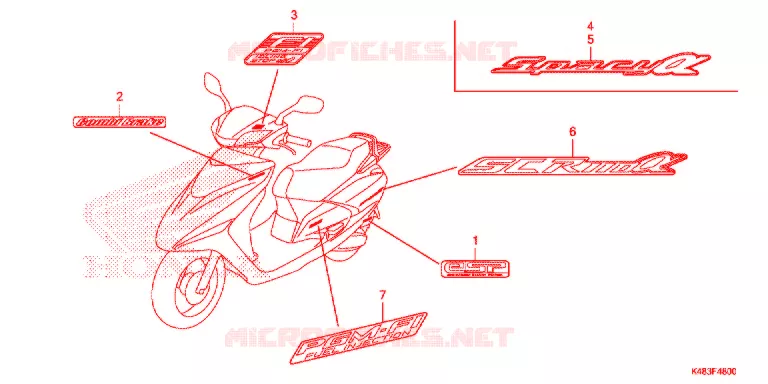 AUTOCOLLANTS Honda SCOOTER 110 SPACY 2015  SCR1105WHF