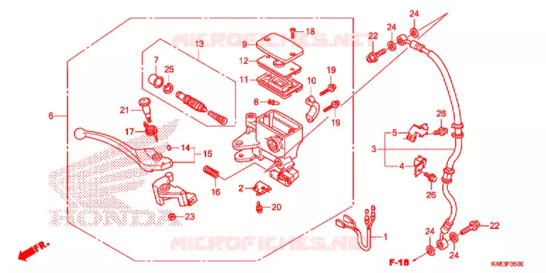 MAITRE CYLINDRE DE FREIN AVANT Honda SCOOTER 110 SPACY 2016  SCR1105WHF