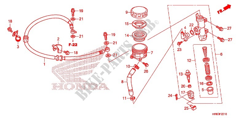 MAITRE CYLINDRE DE FREIN ARRIERE pour Honda FOURTRAX 500 FOREMAN RUBICON DCT EPS de 2015