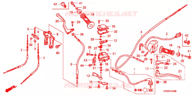 LEVIER DE GUIDON - CABLE - COMMODO Honda ATV 90 FOURTRAX 2014  TRX90XE
