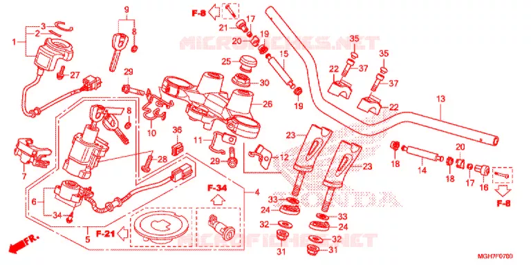 GUIDON - TE DE FOURCHE Honda MOTO 1200 CROSSTOURER 2015  VFR1200XAF