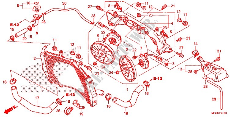 RADIATEUR pour Honda CROSSTOURER 1200 ABS de 2015