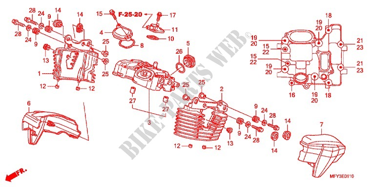 COUVRE CULASSE ARRIERE pour Honda VT 1300 C ABS RED de 2012