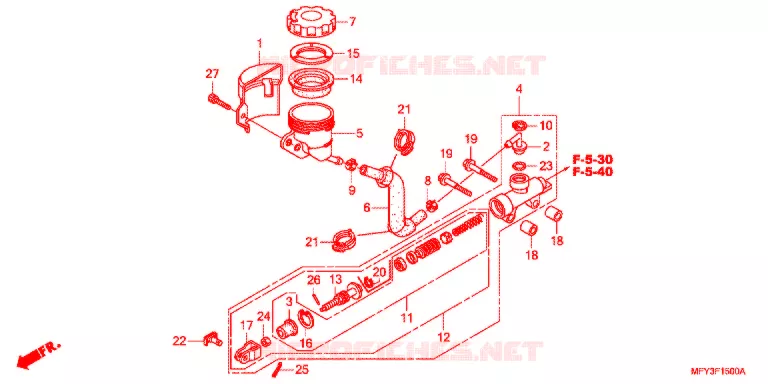 MAITRE CYLINDRE DE FREIN ARRIERE Honda MOTO 1300 VT 2012  VT1300CRC