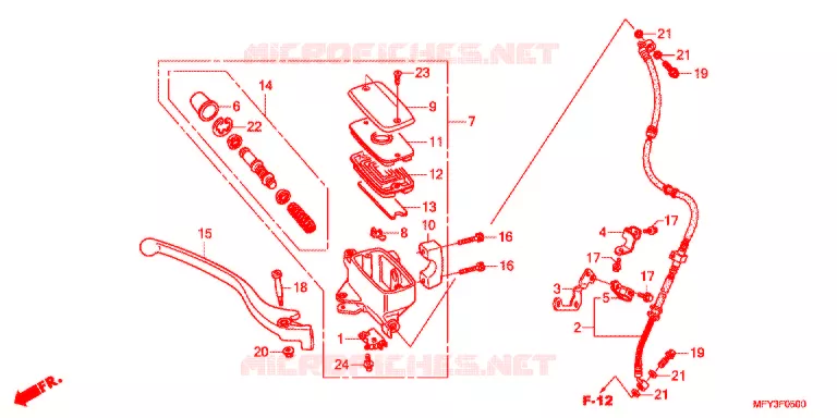 MAITRE CYLINDRE DE FREIN AVANT Honda MOTO 1300 VT 2012  VT1300CRC