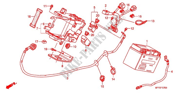 BATTERIE pour Honda VT 1300 C ABS 2012 de 2012