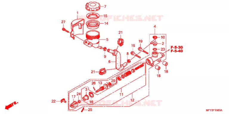 MAITRE CYLINDRE DE FREIN ARRIERE Honda MOTO 1300 VT 2012  VT1300CSAC