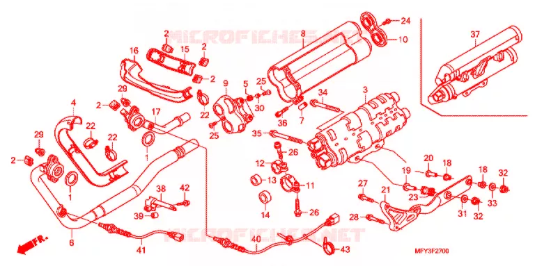 SILENCIEUX D'ECHAPPEMENT Honda MOTO 1300 VT 2012  VT1300CSAC