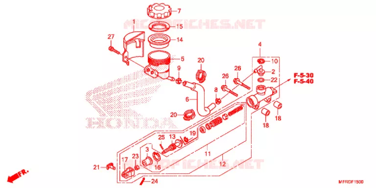 MAITRE CYLINDRE DE FREIN ARRIERE Honda MOTO 1300 VT 2014  VT1300CXAE