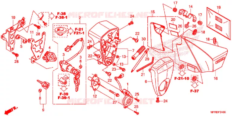 COUVERCLE LATERAL - OUTILS - CONTACTEUR A CLES Honda MOTO 1300 VT 2015  VT1300CXAF