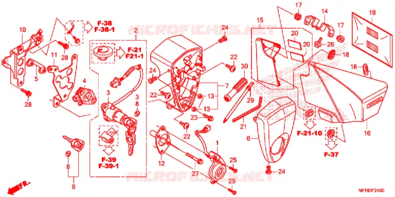 COUVERCLE LATERAL - OUTILS - CONTACTEUR A CLES Honda MOTO 1300 VT 2015  VT1300CXAF